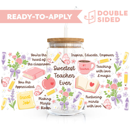 [ Double Sided ] 16oz Cup UV DTF Decal | Best Teacher Affirmation