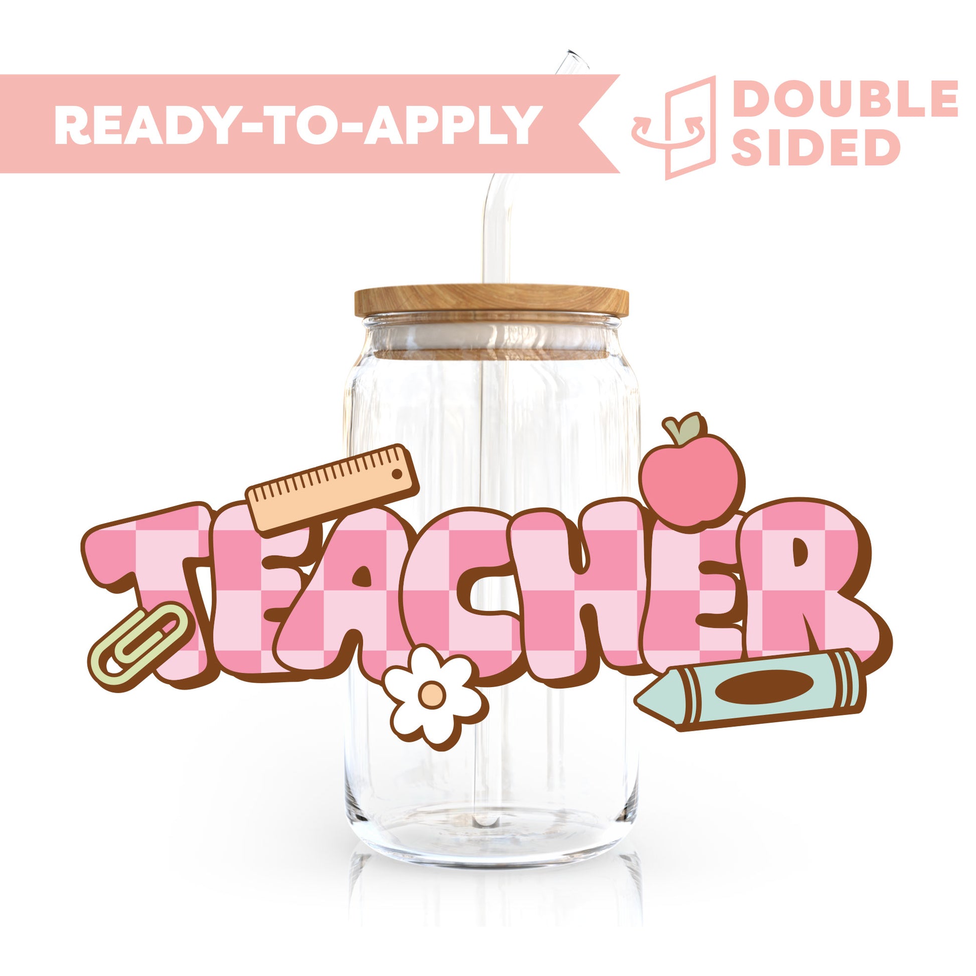 [ Double Sided ] UV DTF Transfer | Retro Teacher