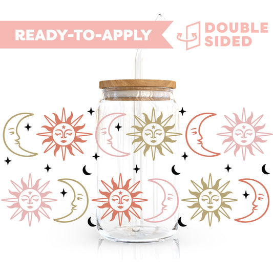 [ Double Sided ] 16oz Cup UV DTF Decal | Sun And Moon Mystic