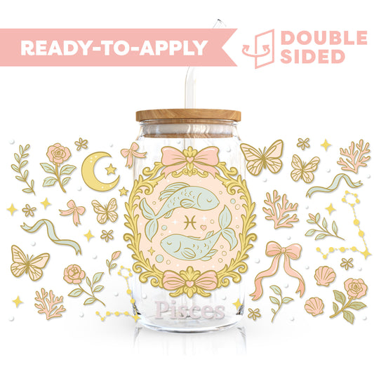 [ Double Sided ] 16oz Cup UV DTF Decal | Coquette Pisces