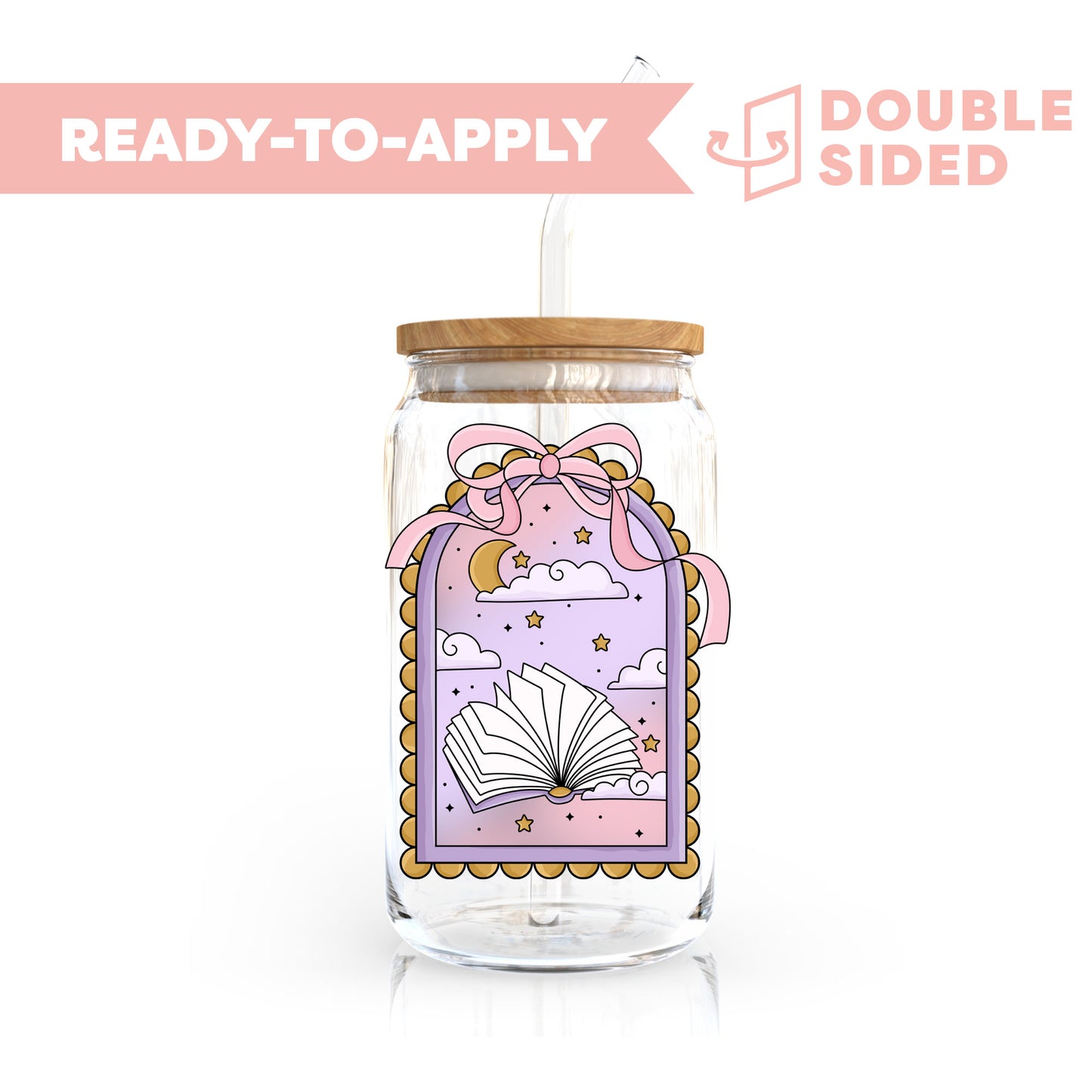 [ Double Sided ] UV DTF Decal | Night Sky Fantasy Book