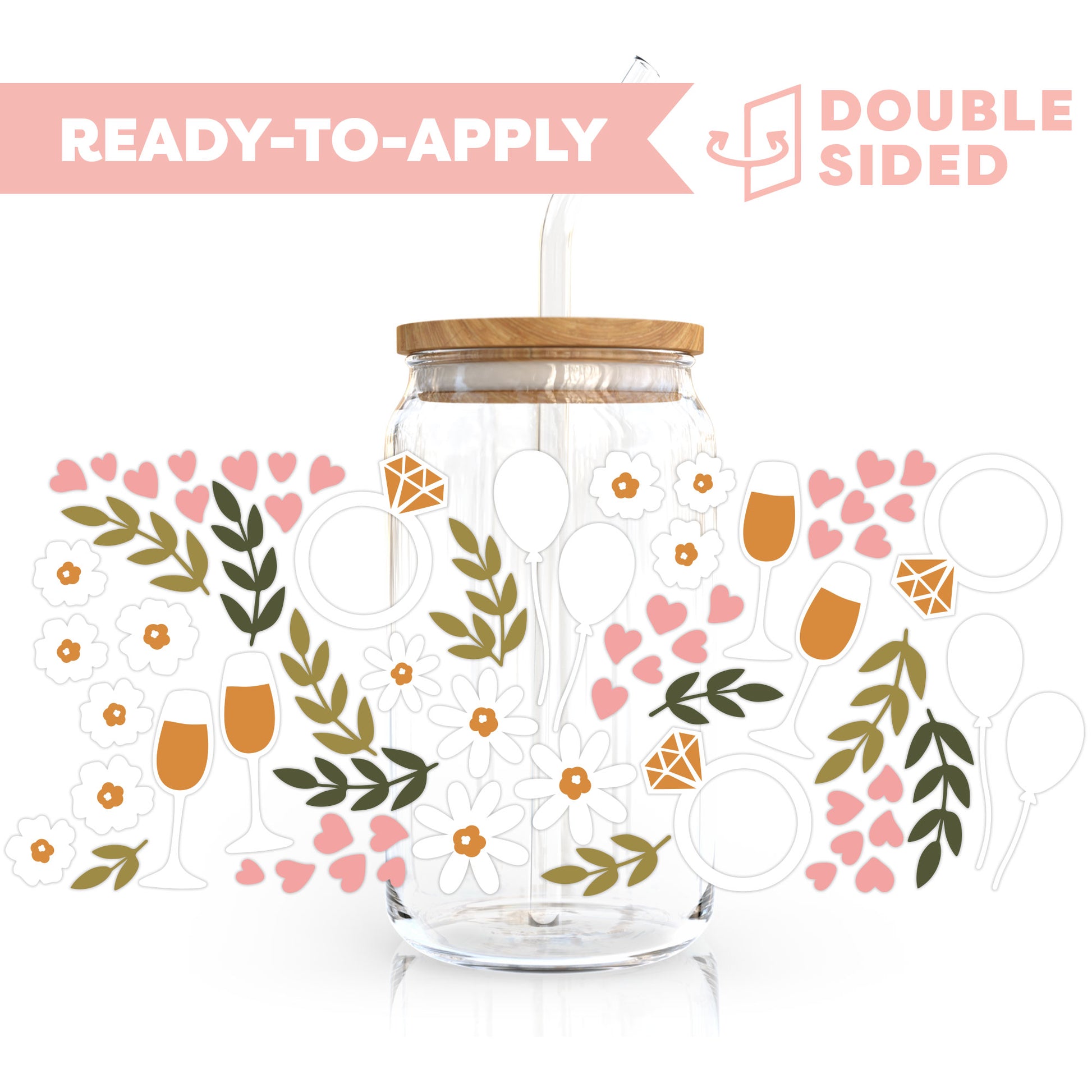 [ Double Sided ] 16oz Cup UV DTF Decal | Happy Bridesmaids