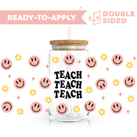 [ Double Sided ] 16oz Cup UV DTF Decal | Teach Teach Teach