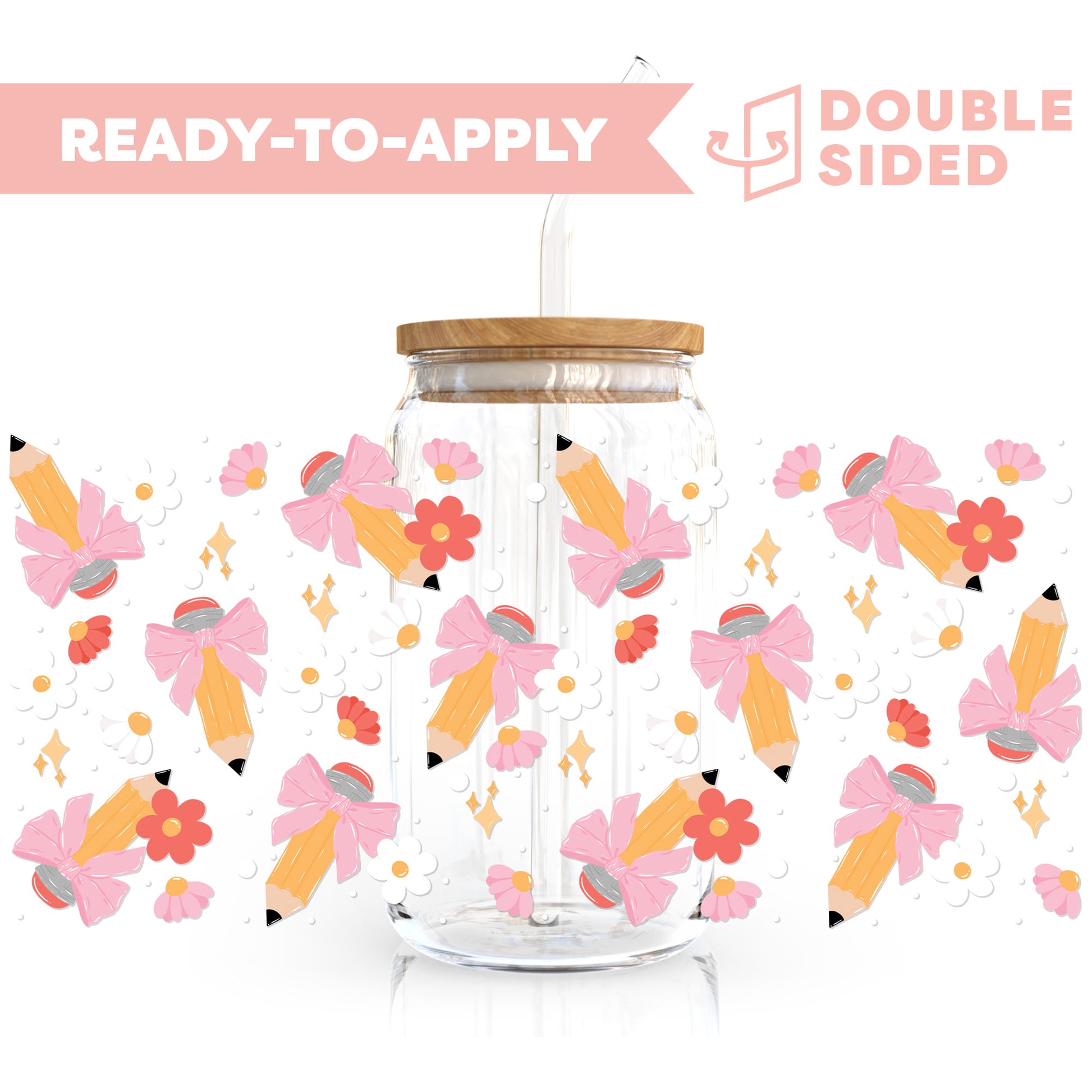 [ Double Sided ] 16oz Cup UV DTF Decal | Coquette Pencil
