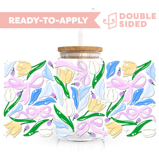 [ Double Sided ] 16oz Cup UV DTF Decal | Coquette Tulip