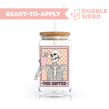 [ Double Sided ] UV DTF Transfer | Coffee Skeleton