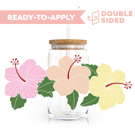 [ Double Sided ] 16oz Cup UV DTF Decal | Hibiscus