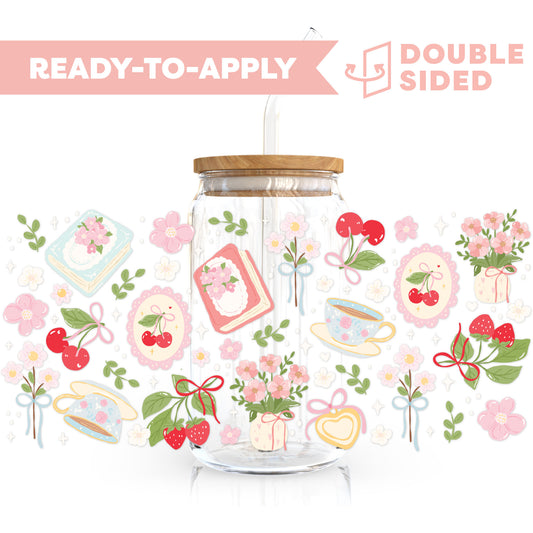 [ Double Sided ] 16oz Cup UV DTF Decal | Cherry Reading Time