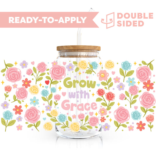 [ Double Sided ] 16oz Cup UV DTF Decal | Grow With Grace