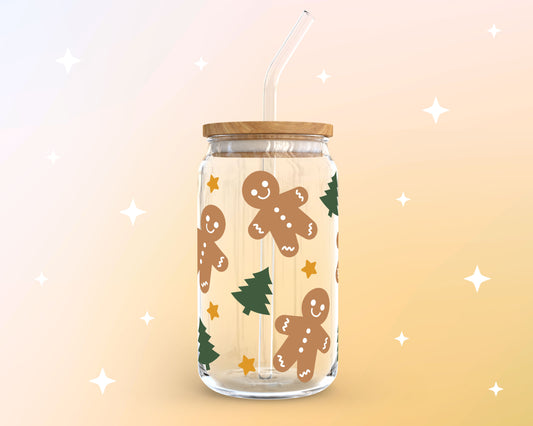 16oz Libbey Can Cup Wrap | Gingerbread Man Wrap SVG Cut File for Cricut, Cameo Silhouette | Free SVG Cut File