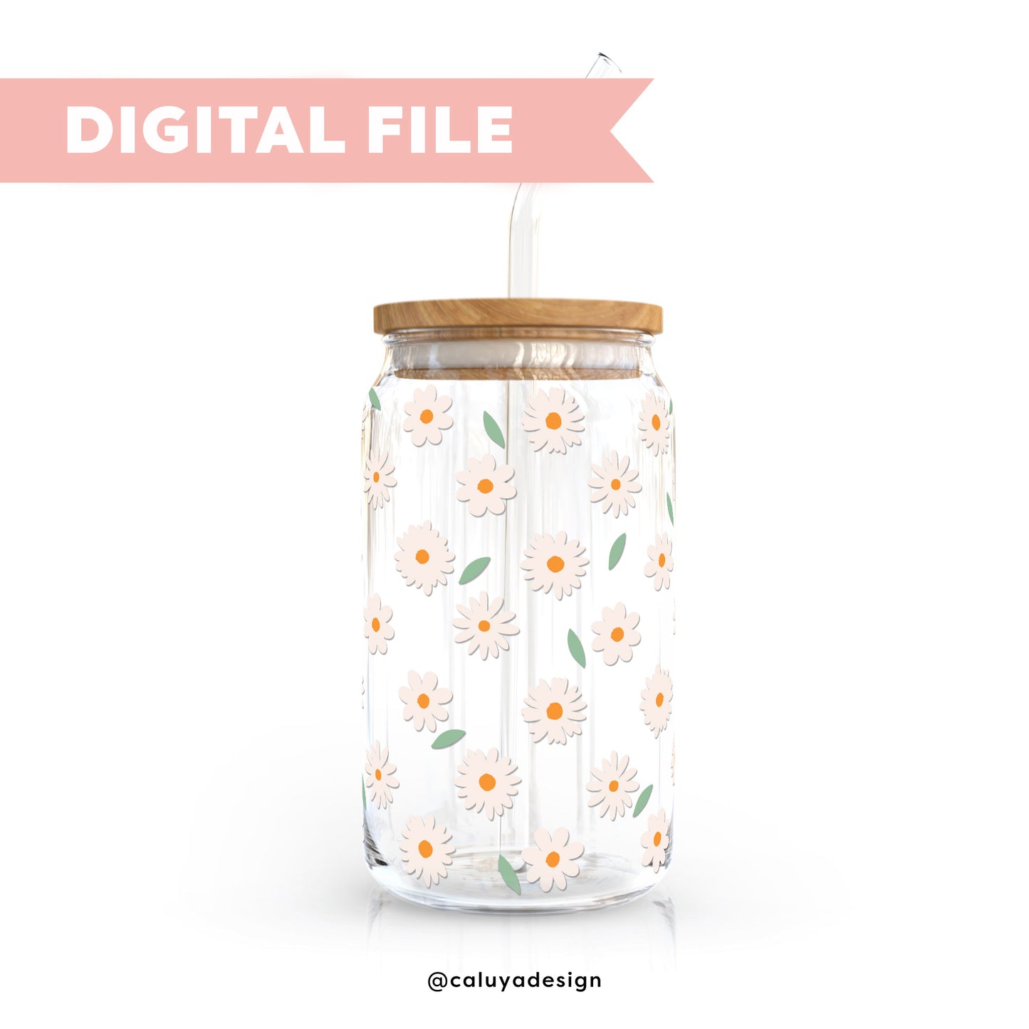 16oz Libbey Can Cup Wrap SVG | Simple Daisy SVG