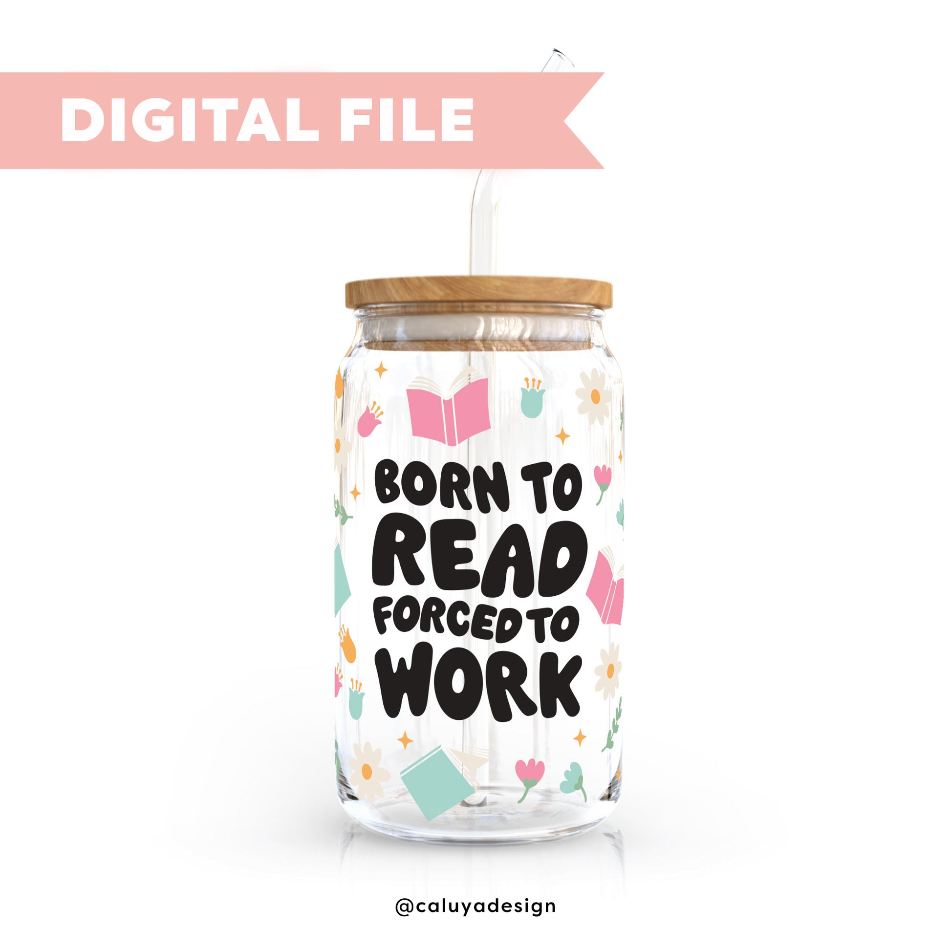 16oz Libbey Can Cup Wrap SVG | Born To Read SVG