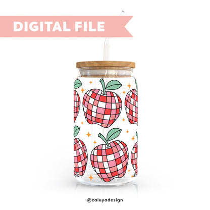 [ Digital File ] 16oz Libbey Can Wrap SVG | Disco Apple SVG