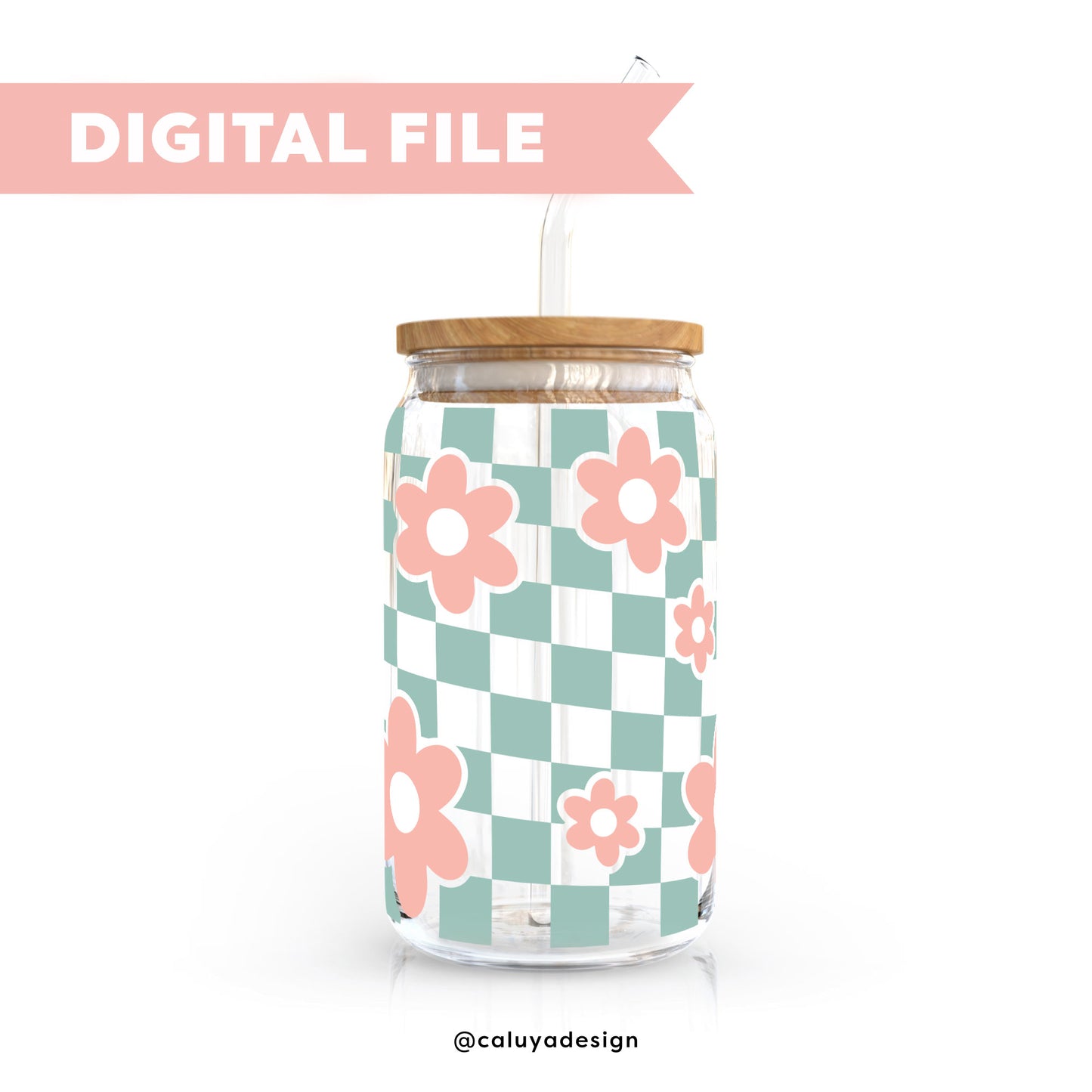 16oz Libbey Can Wrap SVG | Wavy Flower SVG