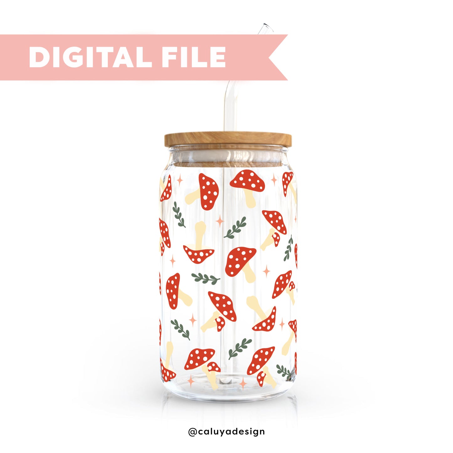 16oz Libbey Can Cup Wrap SVG | Mushroom Forest SVG