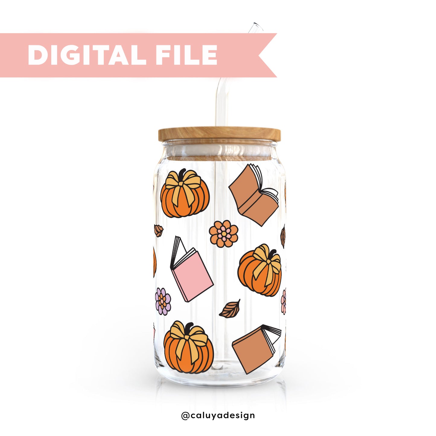 16oz Libbey Can Wrap SVG | Fall Book SVG