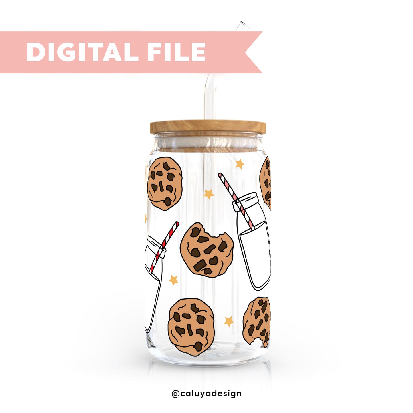 [ Digital File ] 16oz Libbey Can Wrap SVG | Milk & Cookie SVG