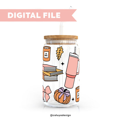 16oz Libbey Can Wrap SVG | Fall Girly SVG