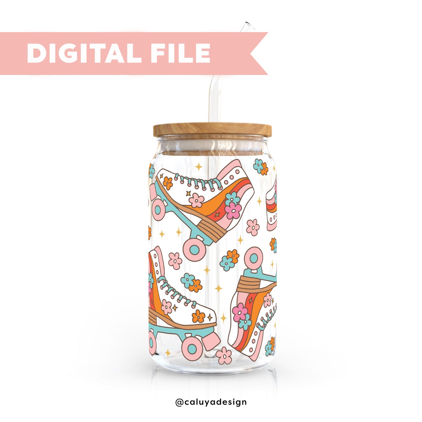 [ Digital File ] 16oz Libbey Can Wrap SVG | Retro Skater SVG