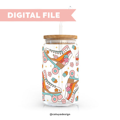 [ Digital File ] 16oz Libbey Can Wrap SVG | Retro Skater SVG