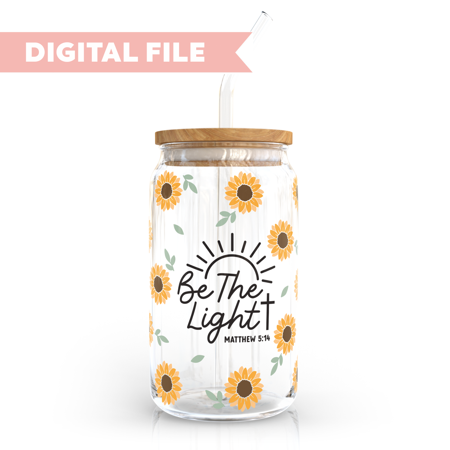 16oz Libbey Can Cup Wrap SVG | Be The Light SVG