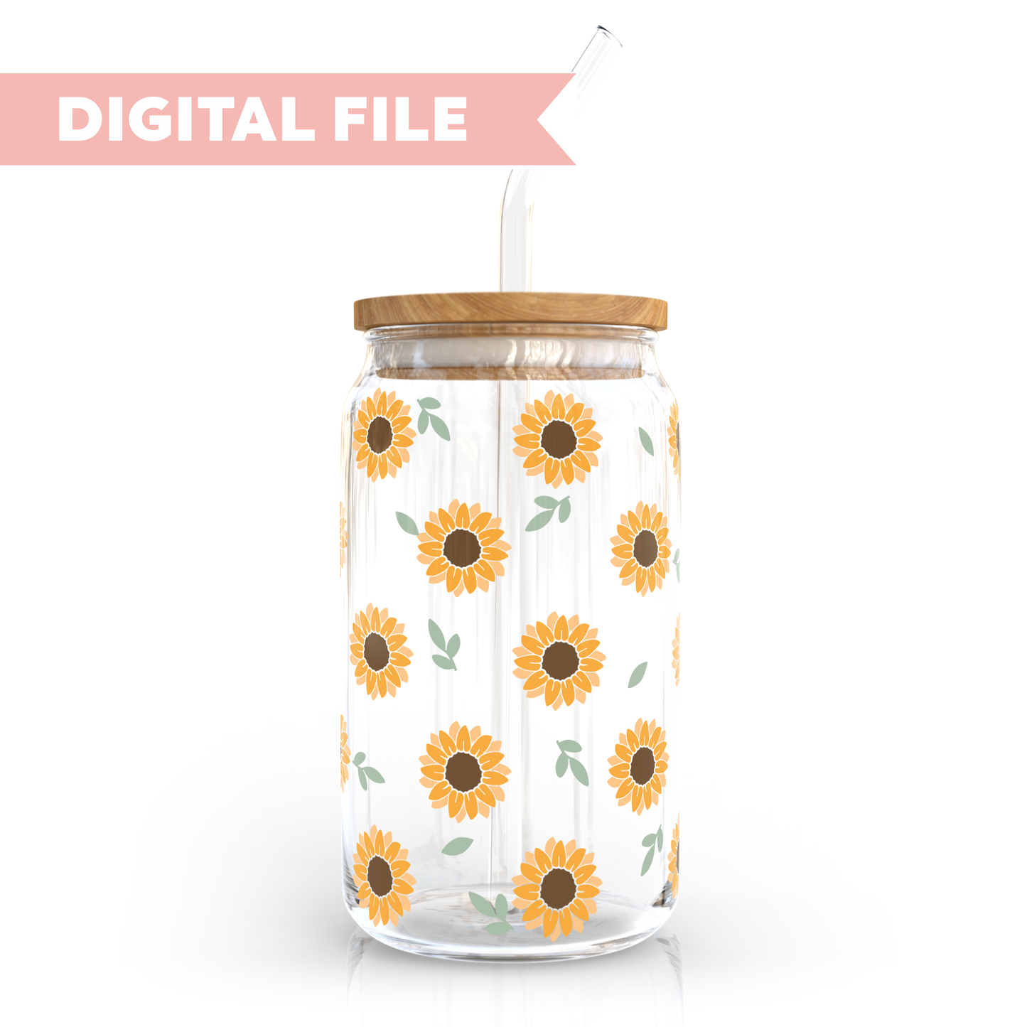 16oz Libbey Can Cup Wrap SVG | Sunflower SVG