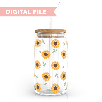 16oz Libbey Can Cup Wrap SVG | Sunflower SVG