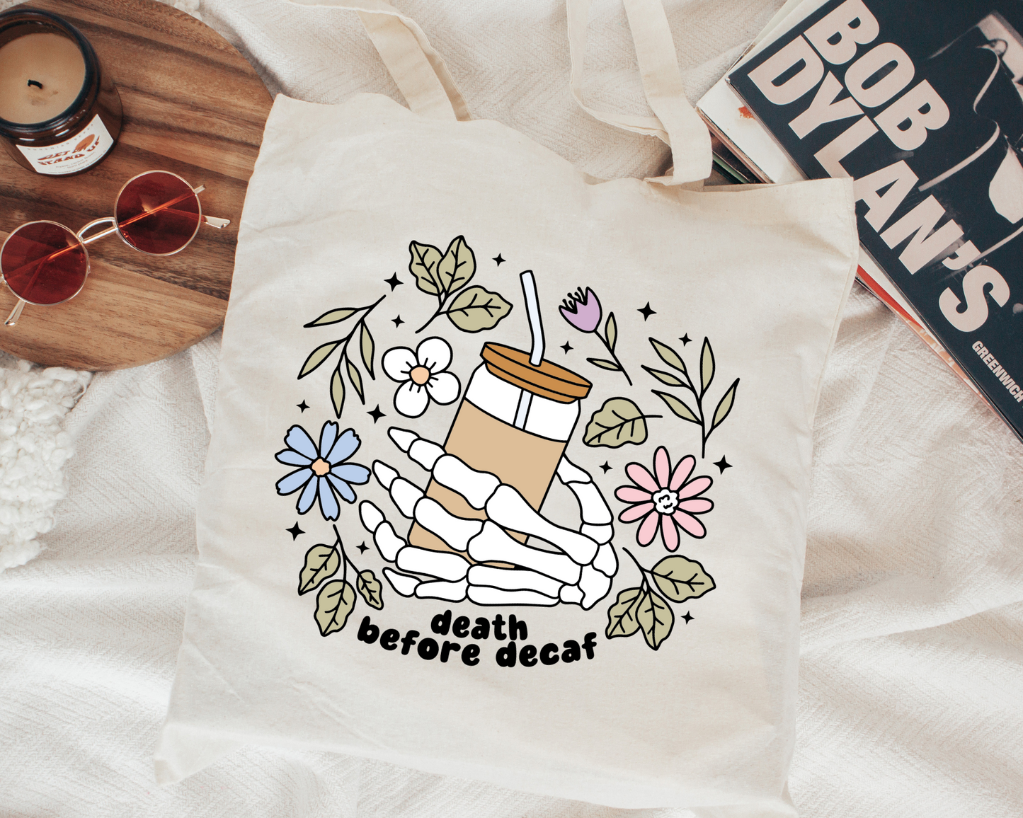 FREE Death Before Decaf SVG | Colored Floral Coffee SVG