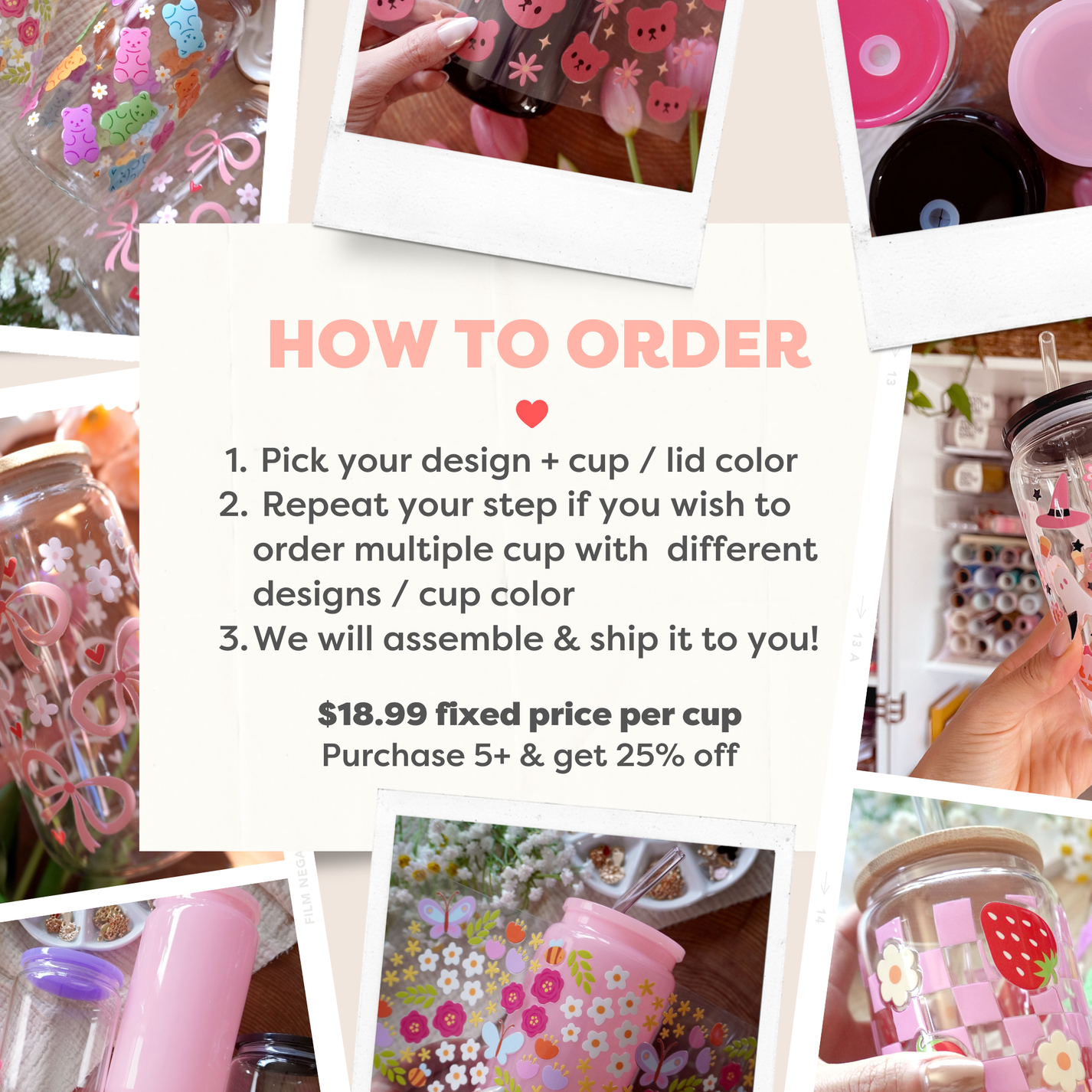 Decorated Cup Order (We will make it for you!) – Caluya Design