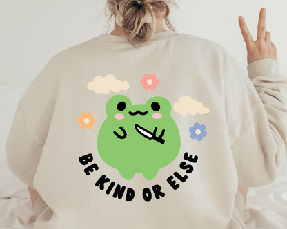 FREE Be Kind Or Else SVG | Cute Frog SVG