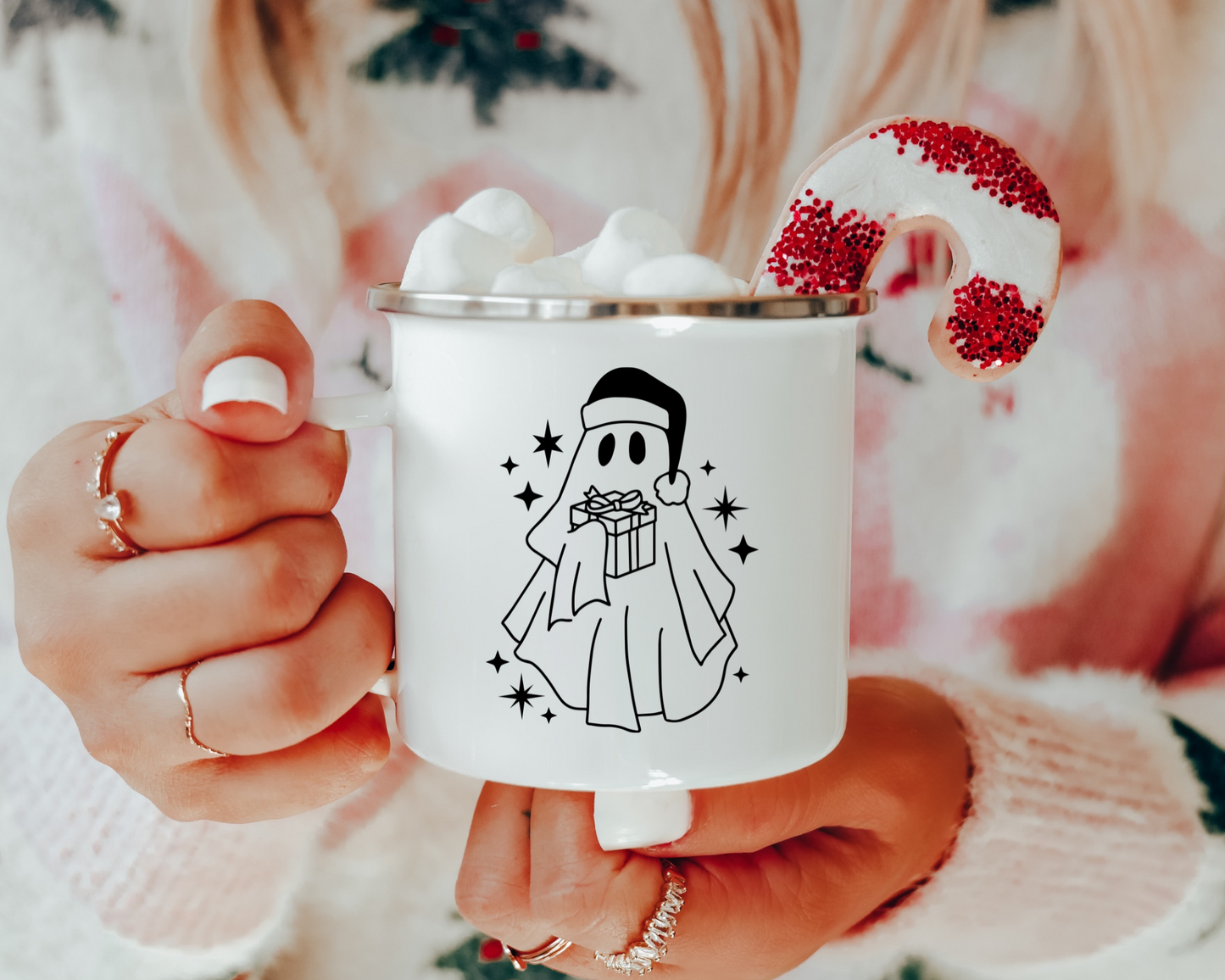 FREE Christmas Ghost SVG | Santa Ghost Outline SVG