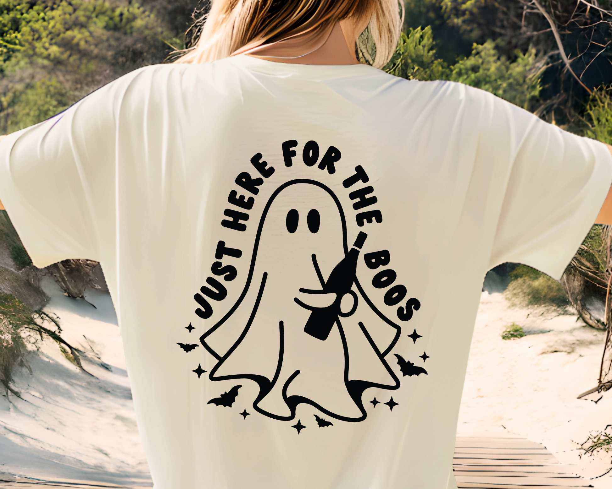 FREE Just Here For The Boos SVG | Wine Bottle with Ghost SVG for Halloween craft, Cricut Beginners