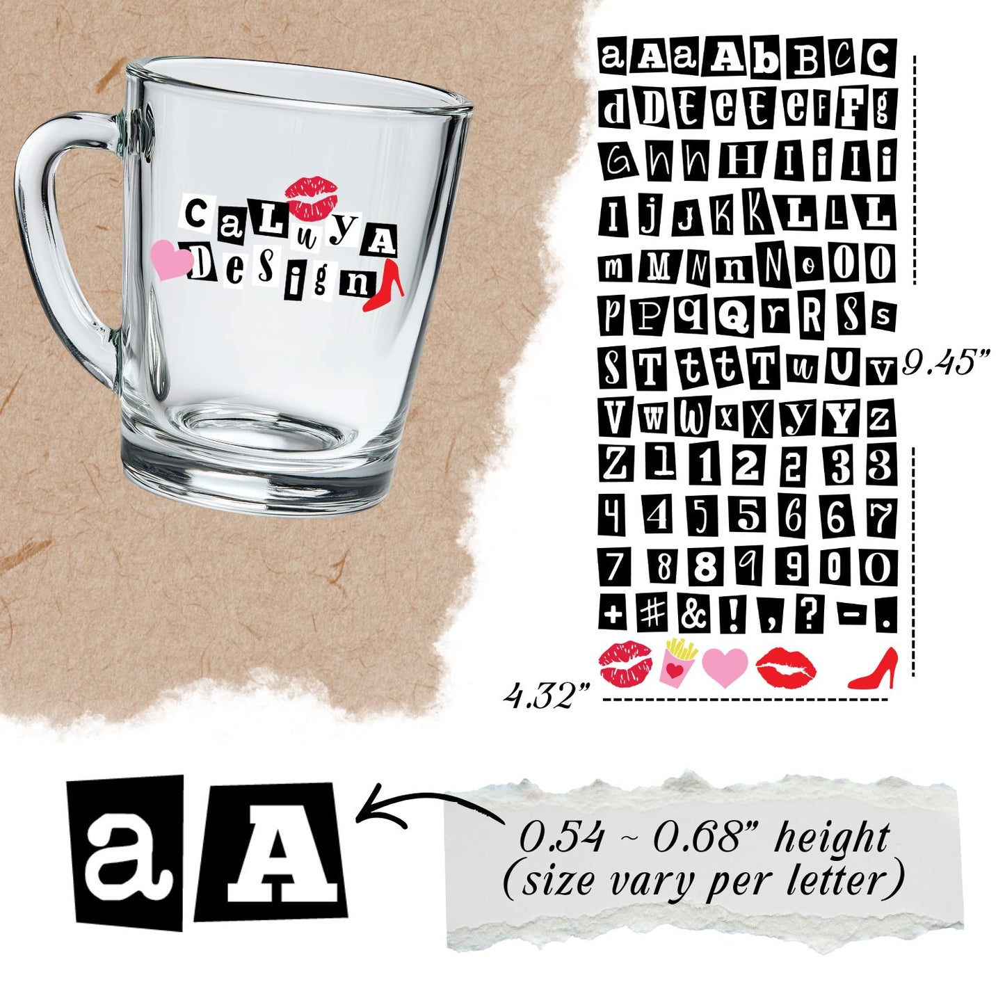[ Double Sided ] Letter Sticker Sheet | Ransom Letter White