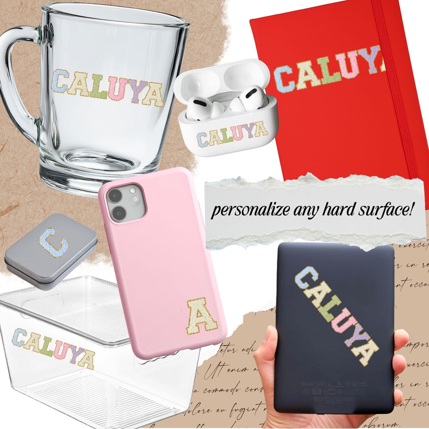 [ Double Sided ] Letter Sticker Sheet | Chenille Letters Bubble Gum Pink