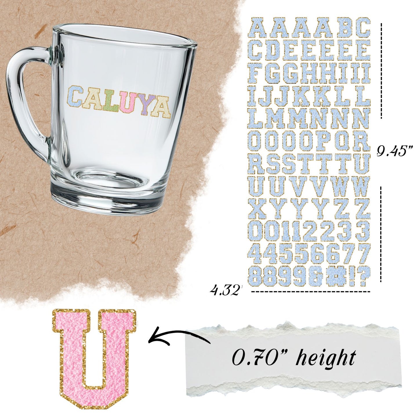 [ Double Sided ] Letter Sticker Sheet | Chenille Letters Lavender