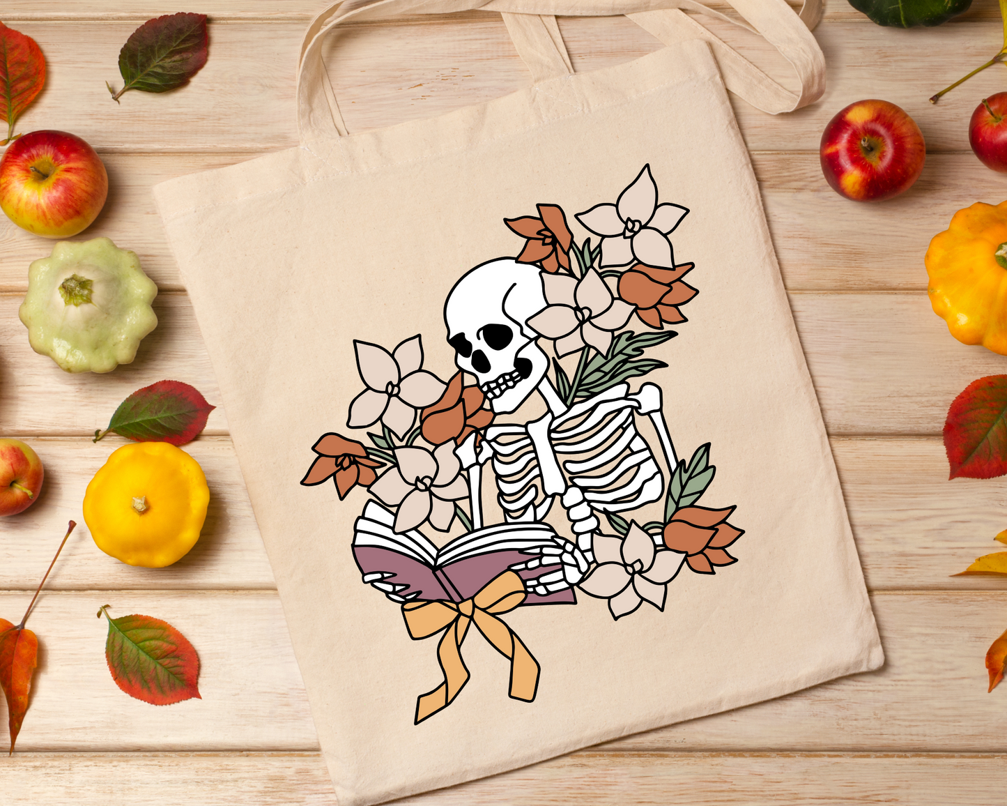 FREE Floral Skeleton SVG | Skeleton With Book SVG