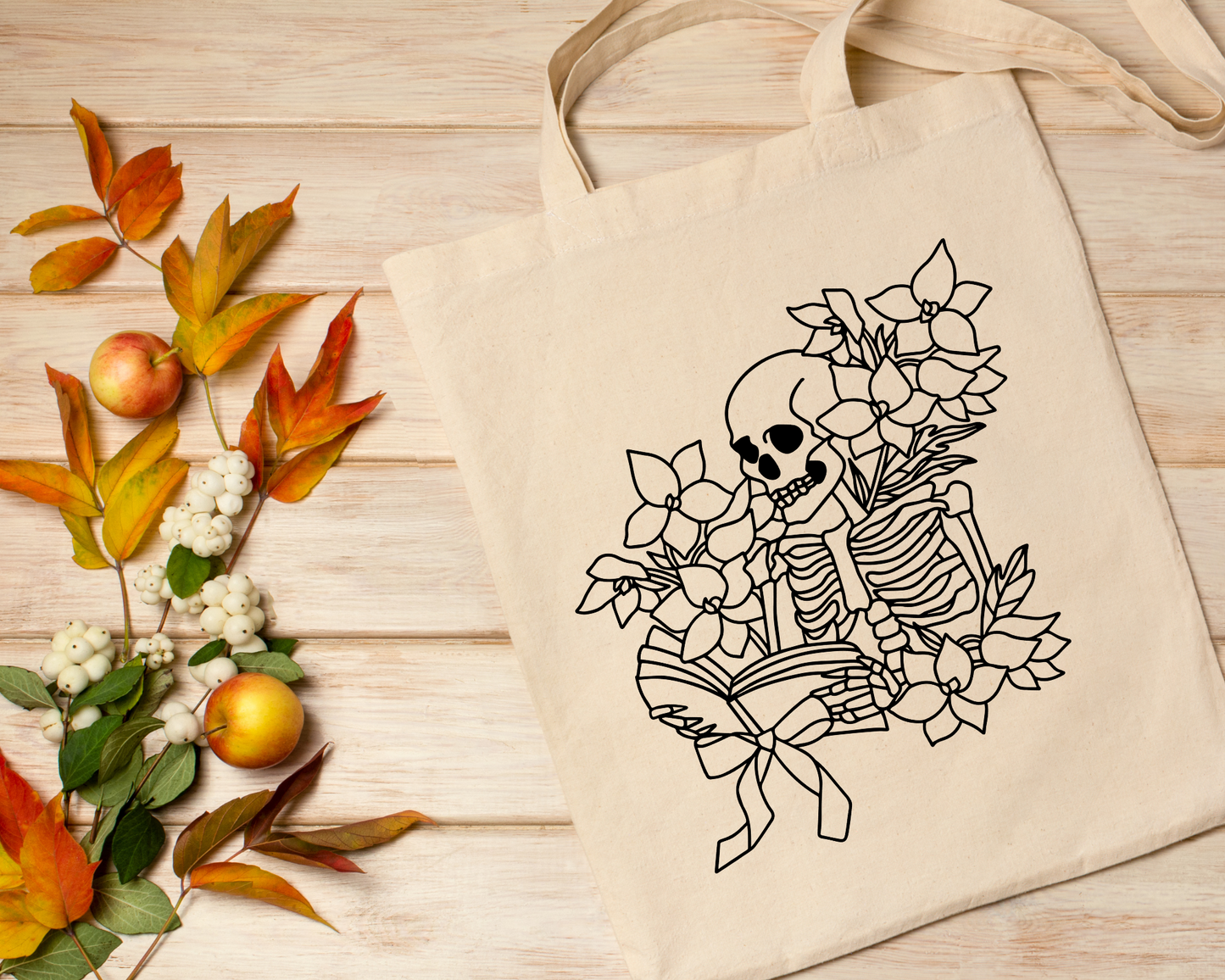 FREE Floral Skeleton SVG | Skeleton With Book Outline SVG