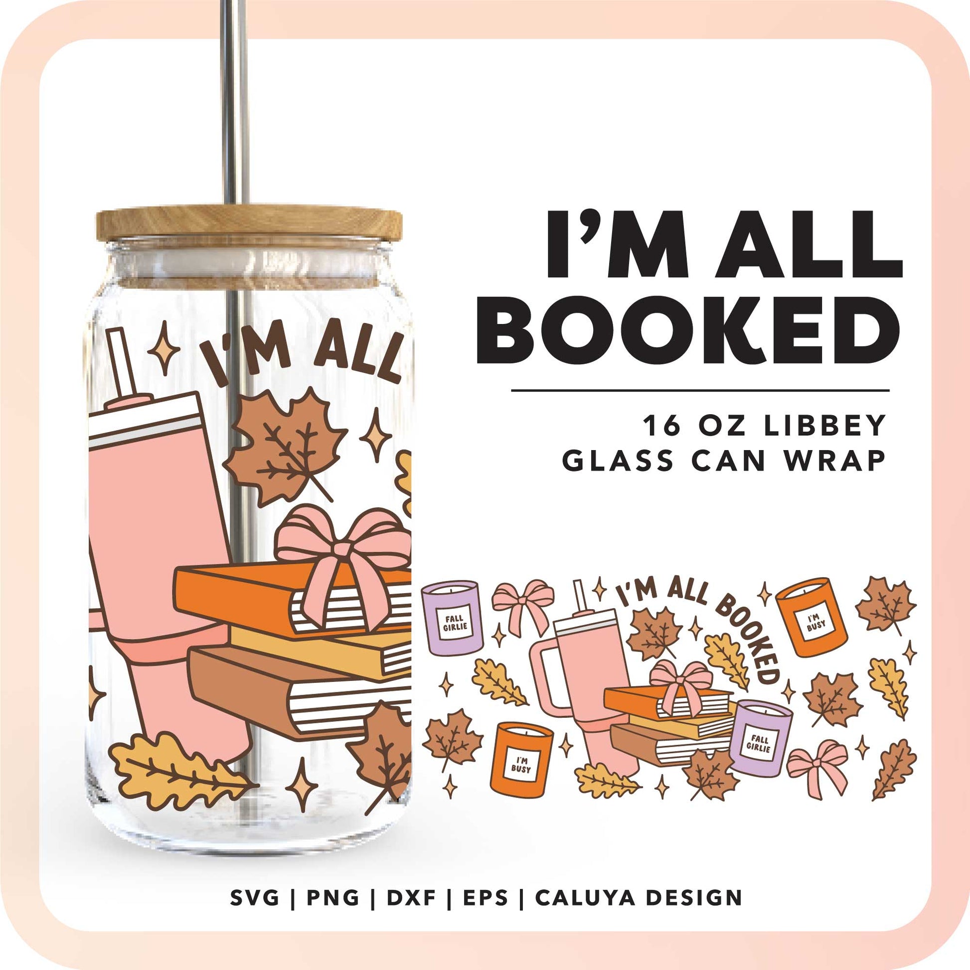 16oz Libbey Can Wrap SVG | All Booked Fall SVG