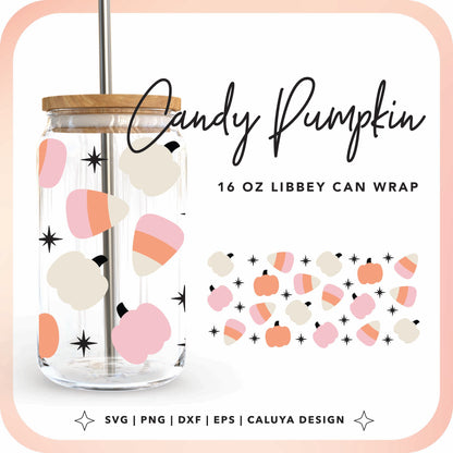 16oz Libbey Can Cup Wrap | Pumpkin Candy Corn Cup Wrap Cut File for Cricut, Cameo Silhouette | Free SVG Cut File