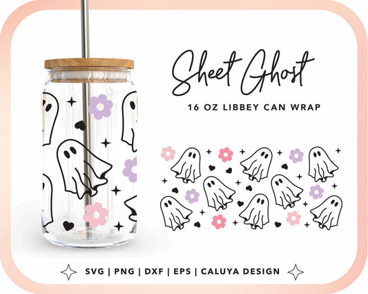 16oz Libbey Can Cup Wrap | Sheet Ghost Cup Wrap Cut File for Cricut, Cameo Silhouette | Free SVG Cut File