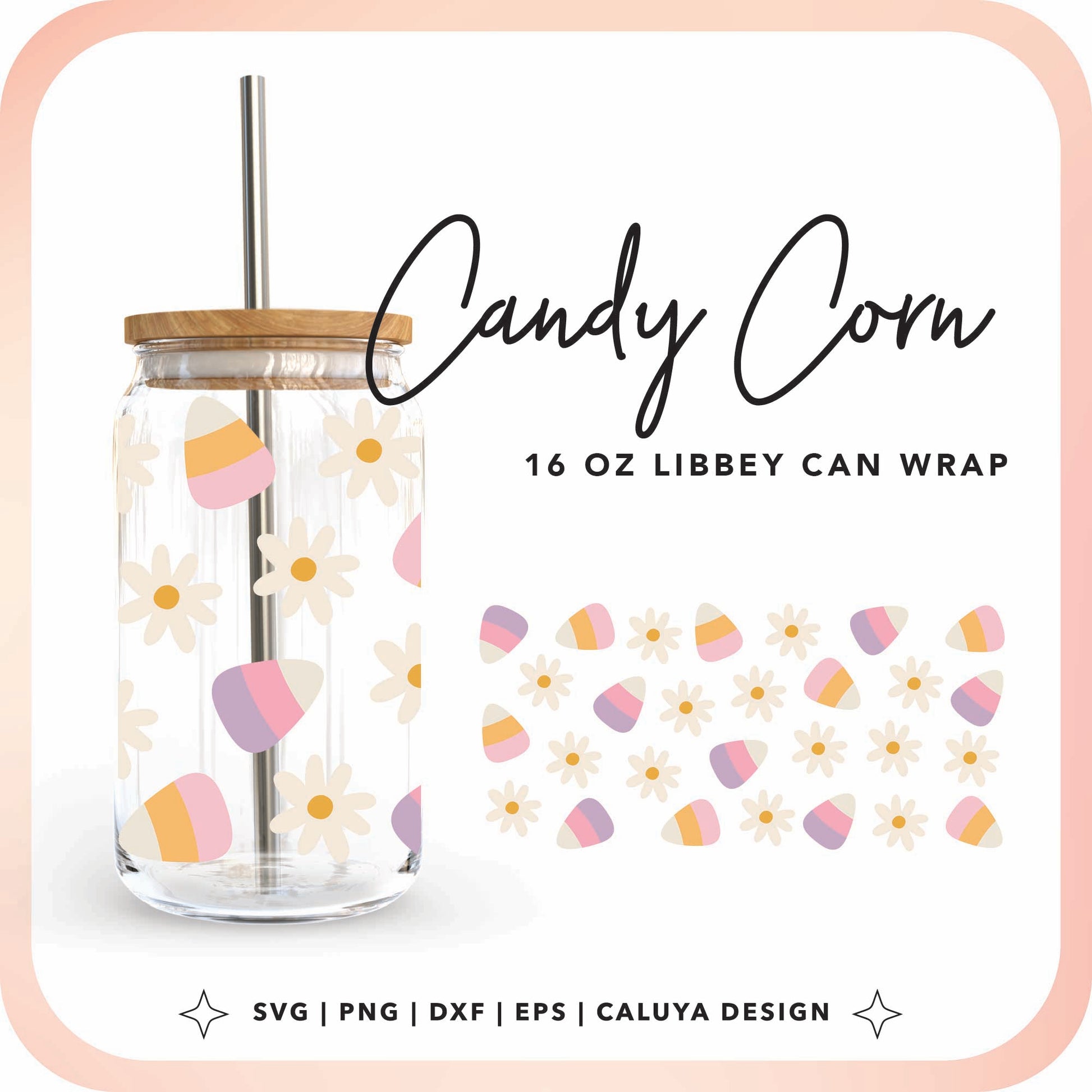 16oz Libbey Can Cup Wrap | Cute Pumpkin Wraps Cut File for Cricut, Cameo Silhouette | Free SVG Cut File