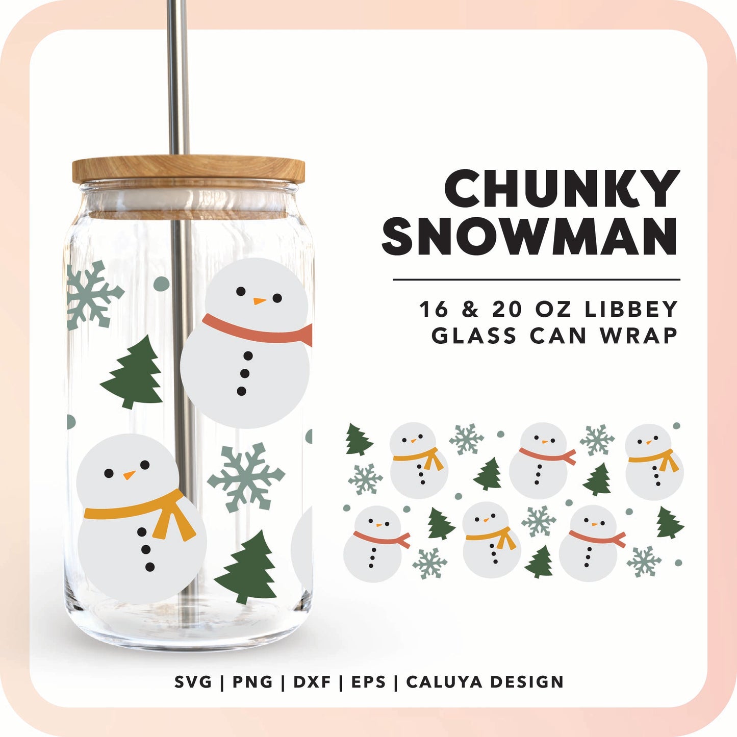 16oz Libbey Can Cup Wrap | Snowman SVG Cut File for Cricut, Cameo Silhouette | Free SVG Cut File