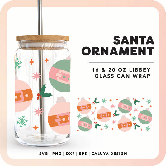 16oz Libbey Can Cup Wrap | Santa Ornament SVG