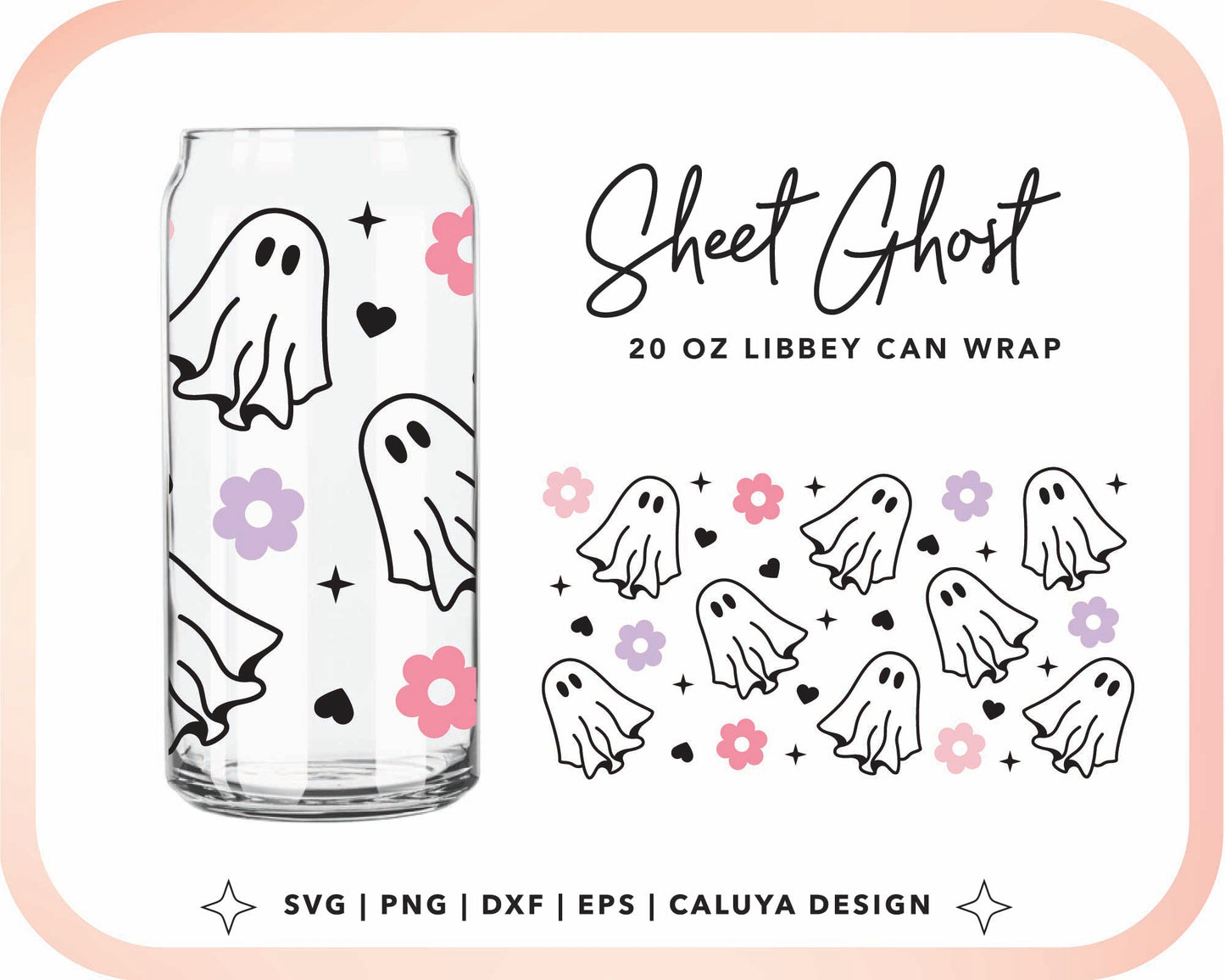 20oz Libbey Can Cup Wrap | Sheet Ghost Cup Wrap Cut File for Cricut, Cameo Silhouette | Free SVG Cut File