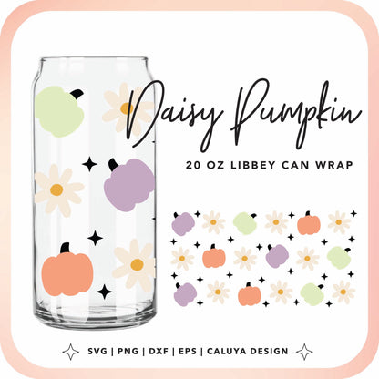 20oz Libbey Can Cup Wrap | Daisy Pumpkin Cup Wrap Cut File for Cricut, Cameo Silhouette | Free SVG Cut File