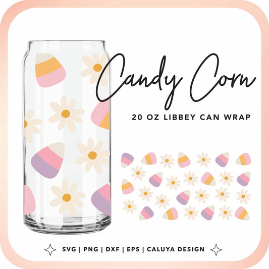20oz Libbey Can Cup Wrap | Candy Corn & Daisy Cup Wrap Cut File for Cricut, Cameo Silhouette | Free SVG Cut File