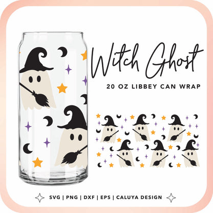 20oz Libbey Can Cup Wrap | Witch Ghost Cup Wrap Cut File for Cricut, Cameo Silhouette | Free SVG Cut File