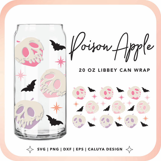 20oz Libbey Can Cup Wrap | Poisoned Apple Cup Wrap Cut File for Cricut, Cameo Silhouette | Free SVG Cut File