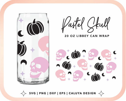 20oz Libbey Can Cup Wrap | Pastel Skull Cup Wrap Cut File for Cricut, Cameo Silhouette | Free SVG Cut File