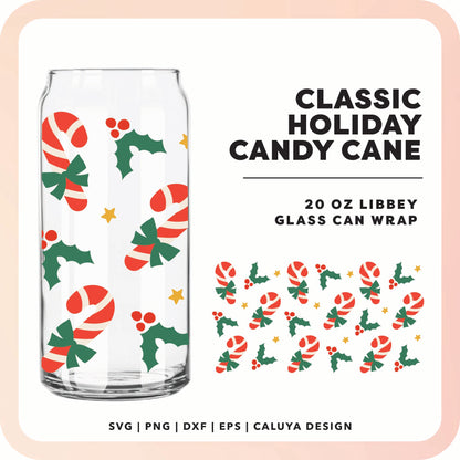 20oz Libbey Can Cup Wrap | Classic Candy Cane SVG Cut File for Cricut, Cameo Silhouette | Free SVG Cut File